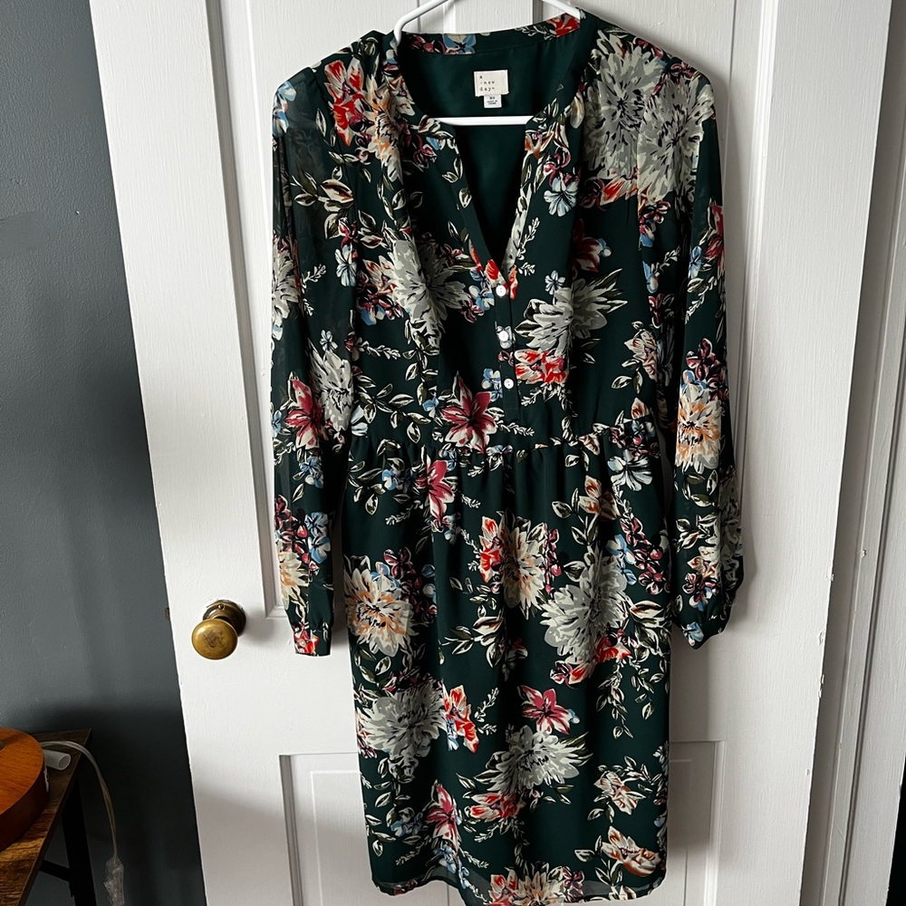 Emerald green floral dress